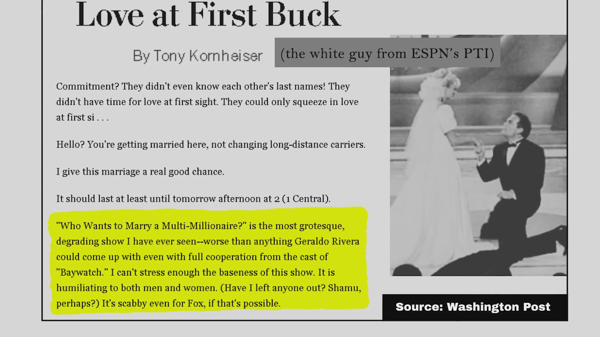 Excerpts from newspaper columns criticize the rise of reality television programming and its cultural impact. The content highlights professional perspectives on the nature and quality of broadcast television trends.