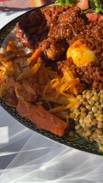 Ethiopic - Veggies platter with a side of Ethiopic Signature Shiro and derho - Ethiopian Near Me - Washington, DC, District of Columbia