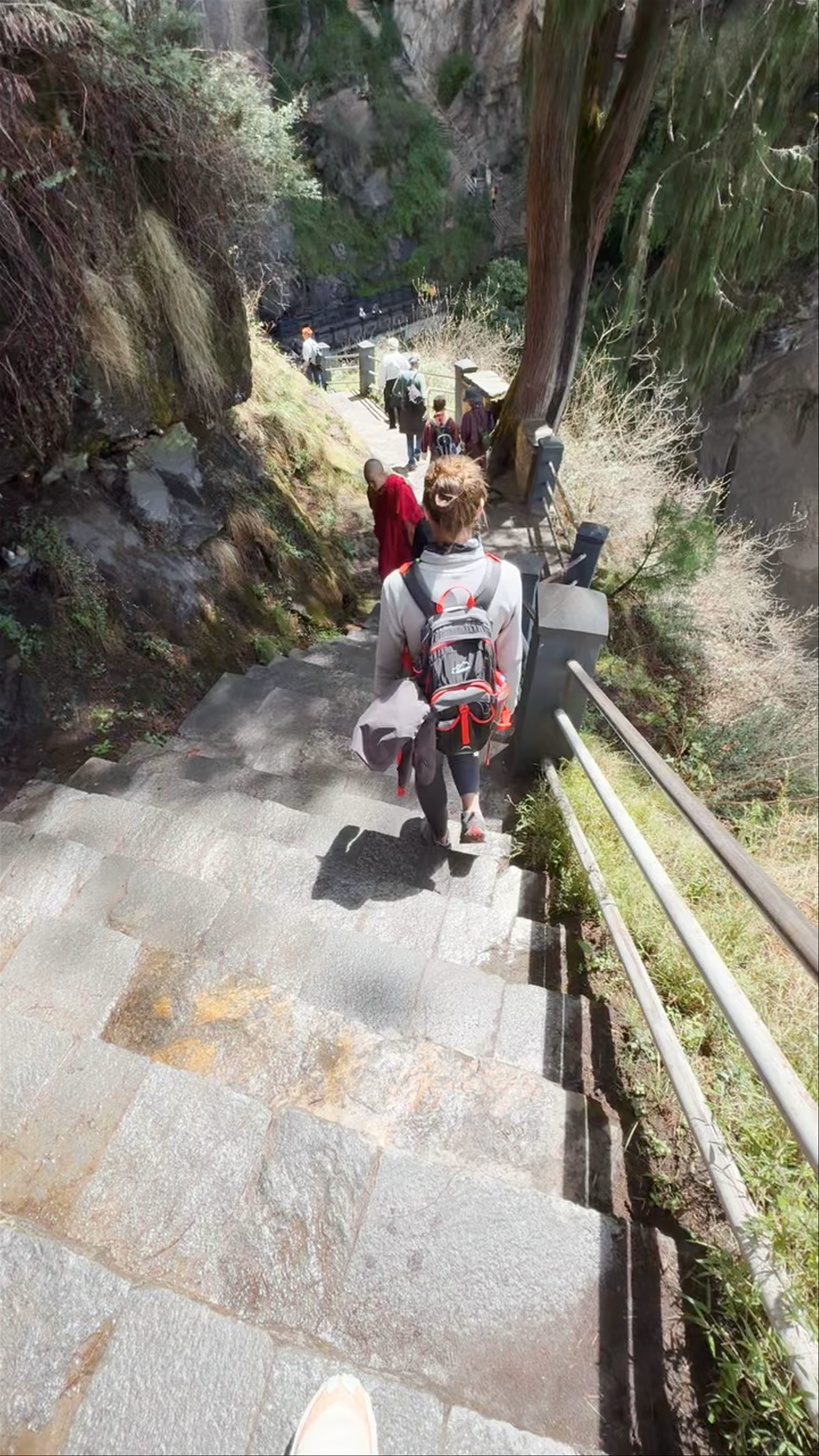 Descending the Sacred Path at Paro Taktsang, Bhutan
