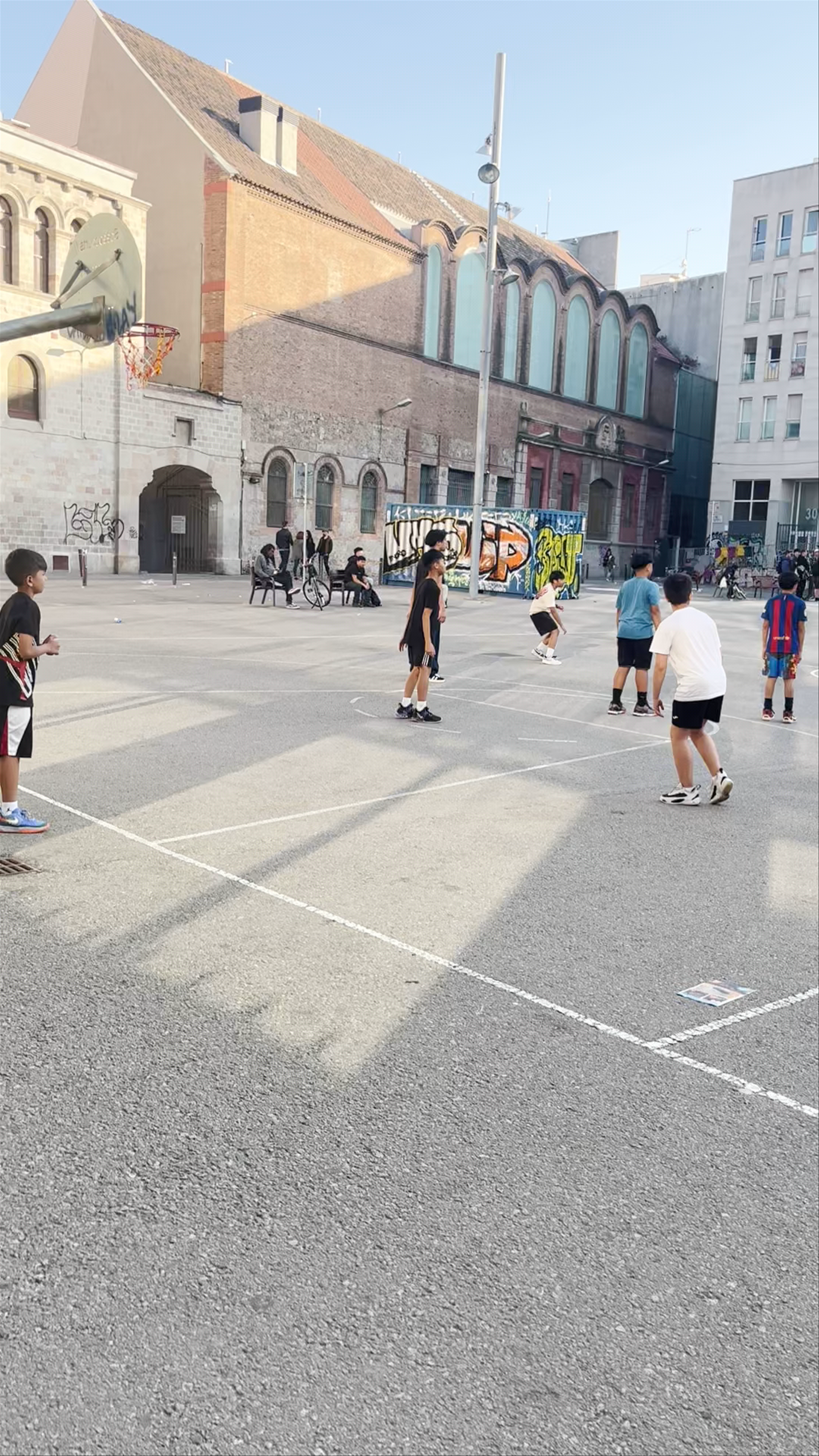 Sunny Afternoon Basketball at Iglesia de Santa María de Montealegre, Barcelona