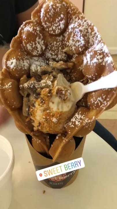 Sweet Berry - Hong Kong waffle with hazelnut gelato... taste good but $8.50 is a little too much I think - Ice Cream & Frozen Yogurt Near Me - Fairfax, Virginia