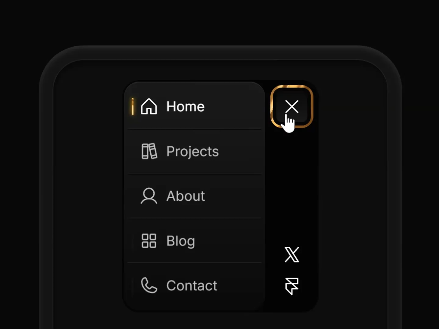 Small detail I'm proud of in Gilt Navbar: the gold border isn't static — it's a slow animated gradient that only shows up around the CTA (desktop) or the menu icon (mobile).Tiny touches like this take way longer than they should 😅 worth it?
