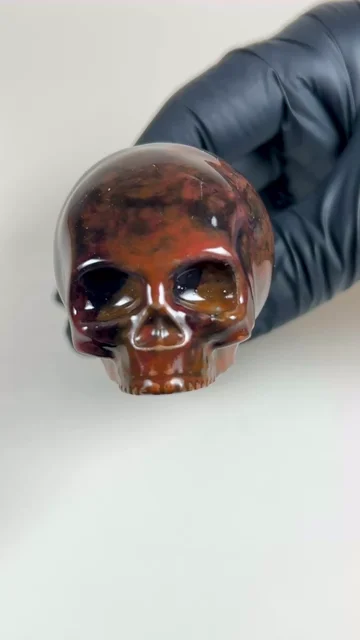 Preview pic of Skull Pipe - 5.5 inch - Ceramic - Brown, Black and Red - FREE SHIPPING!!!