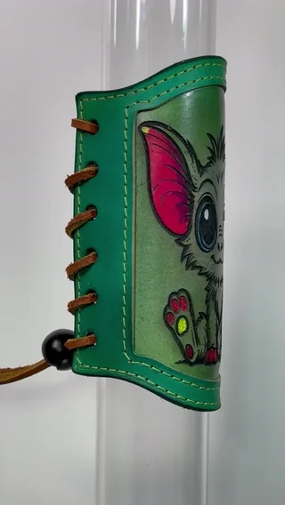 Preview pic of Cuddly Creature RipGrip-Quality Leather Sleeve For Glass Piece