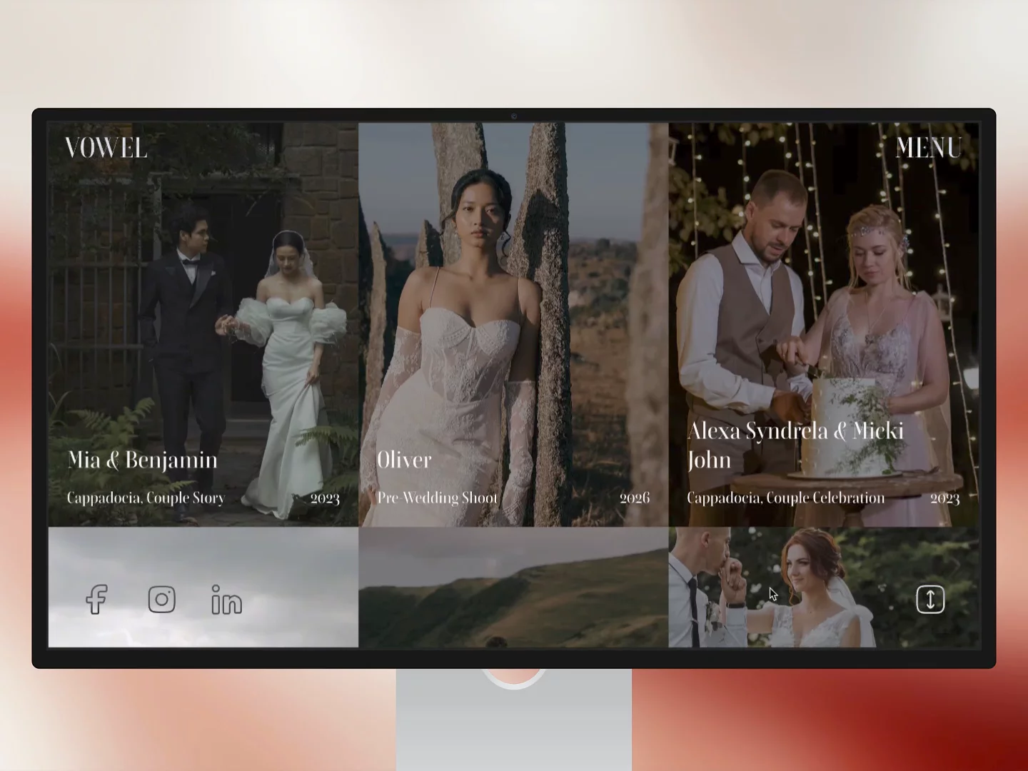 Cinematic Wedding Website build in Framer by DiverseKit