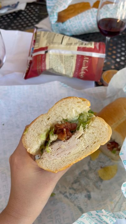 Temecula Valley Cable Car Wine Tours - My turkey sandwich - Wine Tours Near Me - Temecula, California