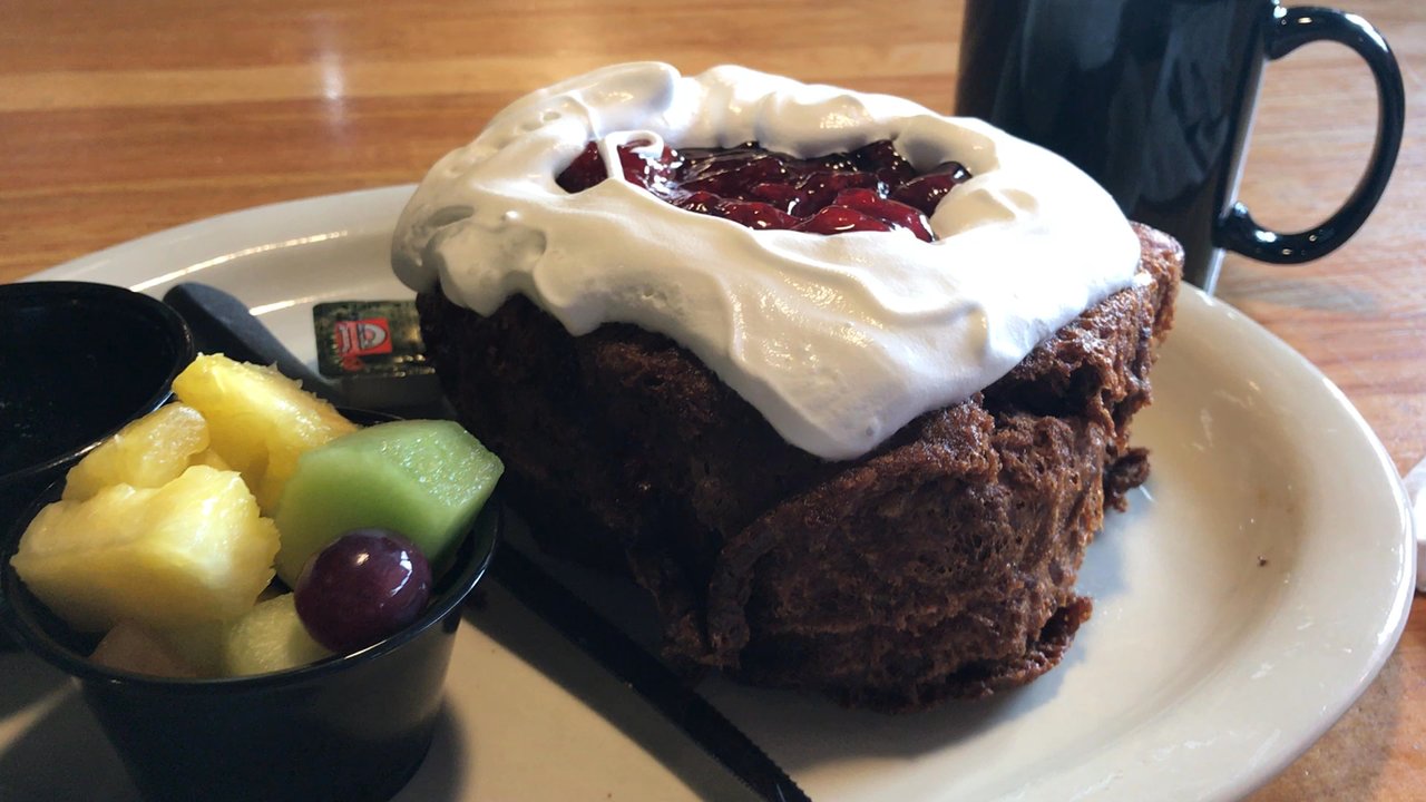 Chompie's - Stuffed French Toast. Stuffed with whipped cream cheese and strawberry jam topped with more jam and whipped cream. - Delis Near Me - Chandler, Arizona