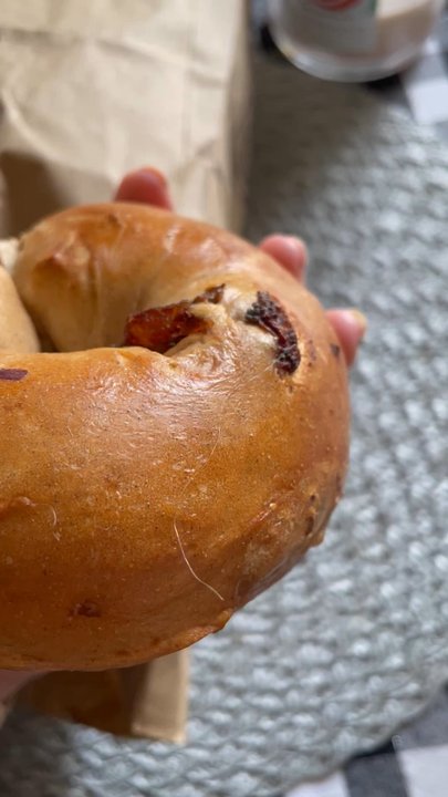 Bakin Bagels - Cinnamon raisin bagel with hair baked into it. - Bagels Near Me - Maywood, New Jersey