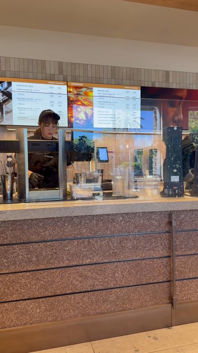 Chagee Modern Teahouse - Waiting area for the drinks!  High end brewing machines! - Tea Rooms Near Me - Ontario, California