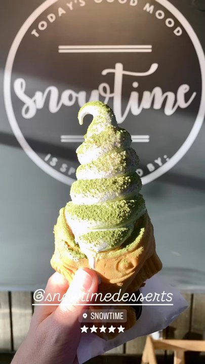 Snowtime - Matcha & Taro Fish Cone with Custard & Matcha Dust - Coffee & Tea Near Me - Chandler, Arizona