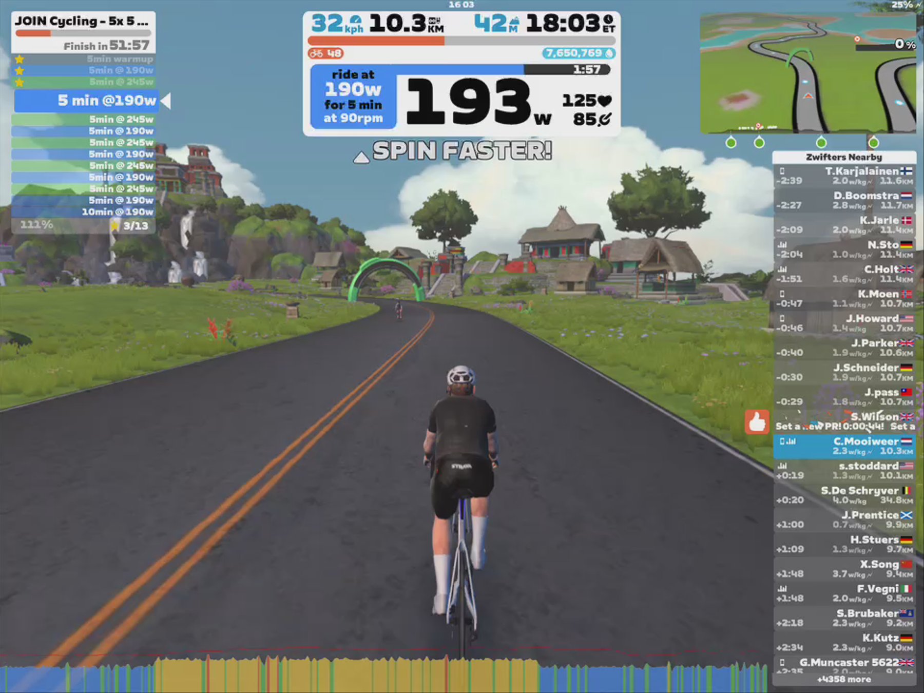 Zwift - JOIN Cycling - 5x 5 min tempo in Watopia