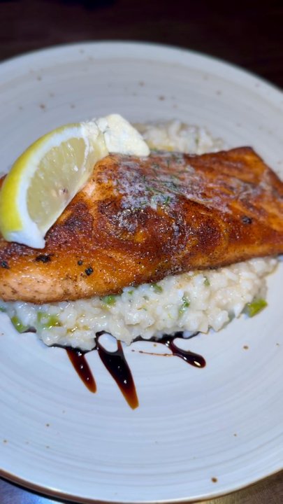 Perrons Sul Lago - Salmon with risotto - Italian Near Me - Prior Lake, Minnesota