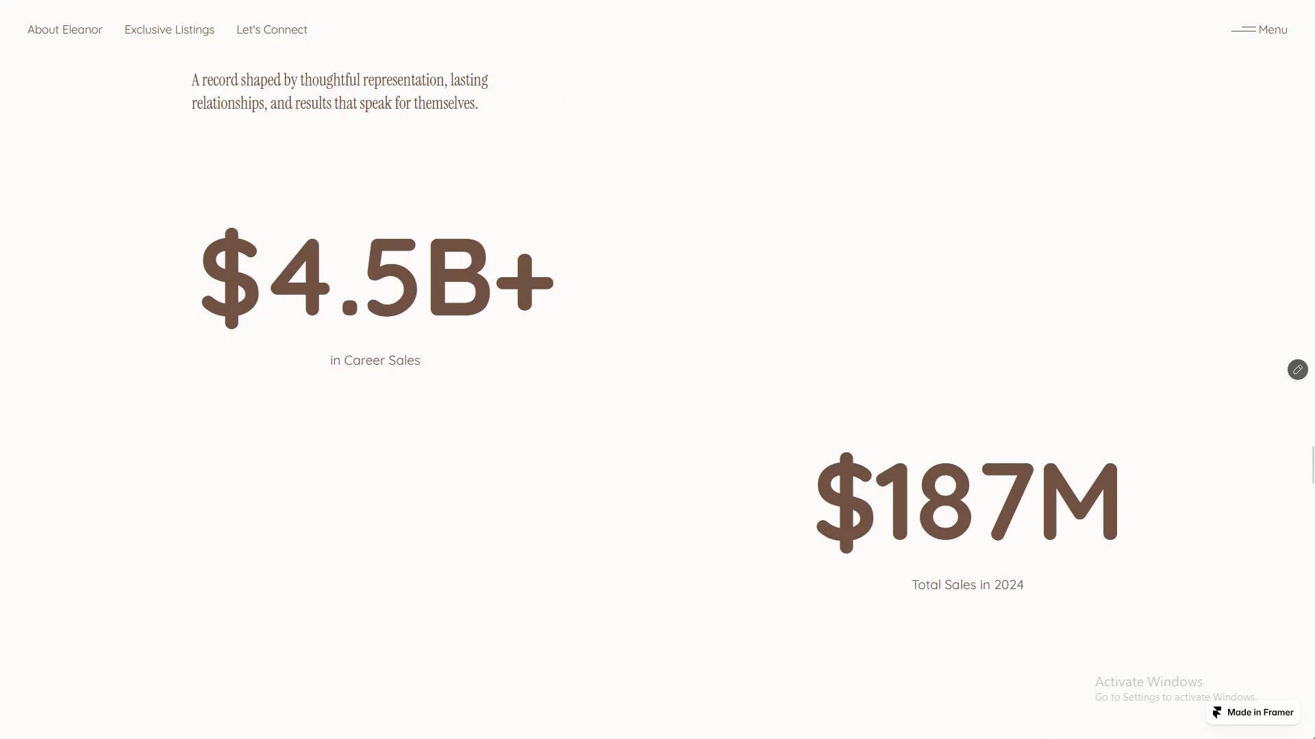 Some of the home page sections from my framer template for luxury real estate agents that I have been working on lately.