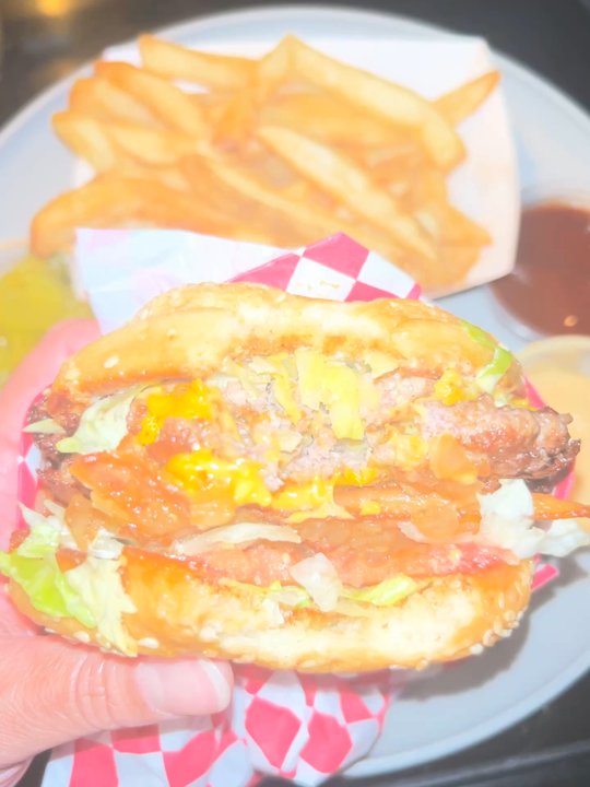 Sky Rocket Burger - Double cheeseburger with bacon, grilled onion, and extra lettuce. I'd add extra secret sauce next time - Burgers Near Me - Plano, Texas