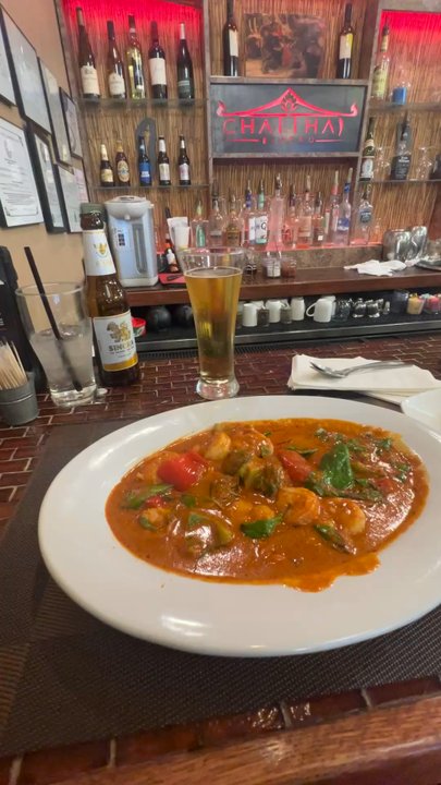 Chatthai Bistro - Pad Ped with shrimp and Pad Kanah with Thai broccoli - Thai Near Me - Pahrump, Nevada