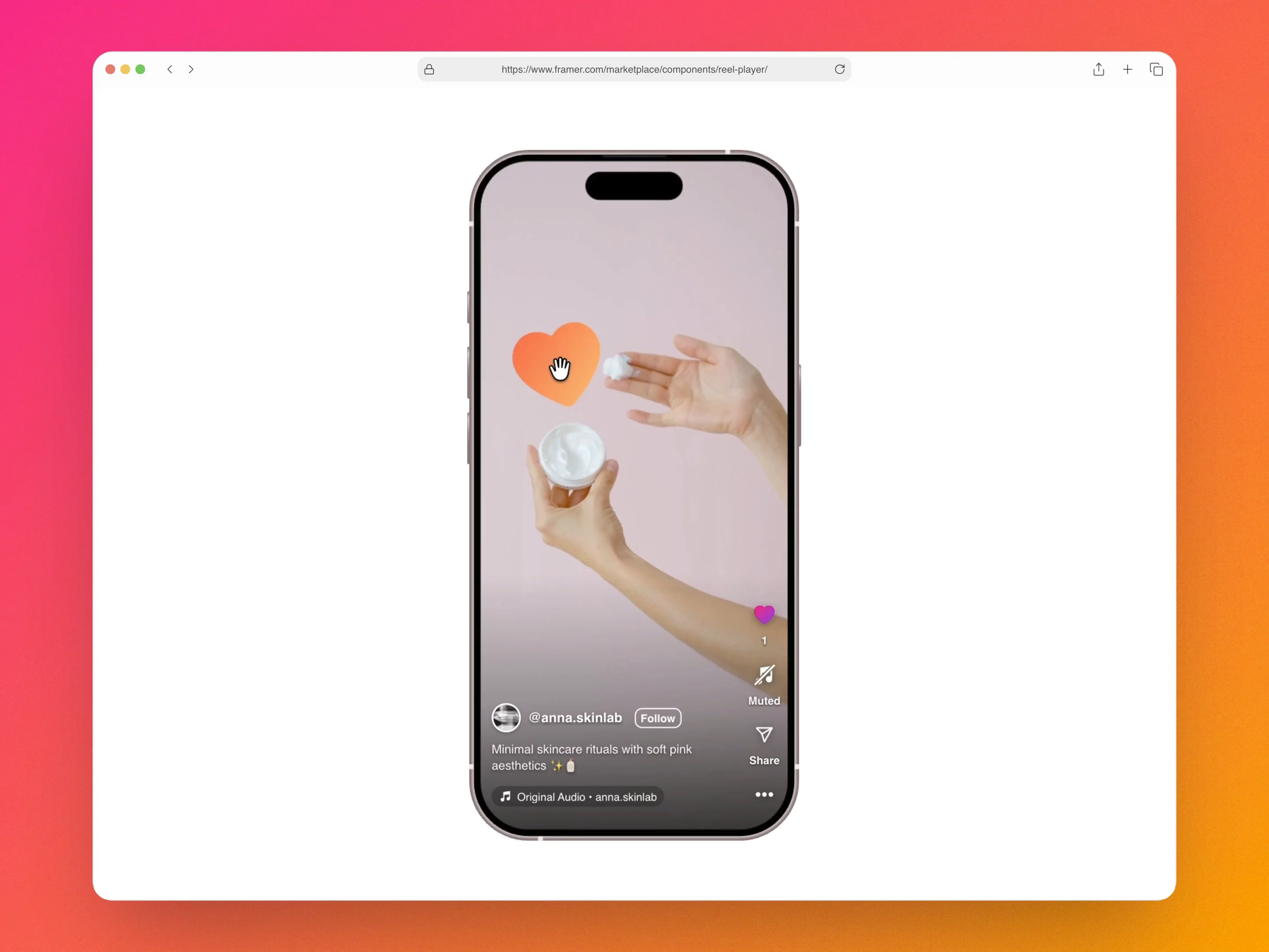Turn your Framer site into a real Reels experience with Instagram Reel Player.Included in Hoshine Component Pass.
