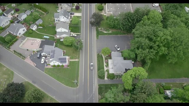 Driving near suburban homes