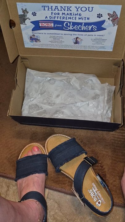SKECHERS Warehouse Outlet - Slip on Skechers Sandals with adjustable Velcro strap and cute heel is comfortable for My Summer Time Walking or Patio Parties.  5/23/2025 - Shoe Stores Near Me - Shelby Township, Michigan