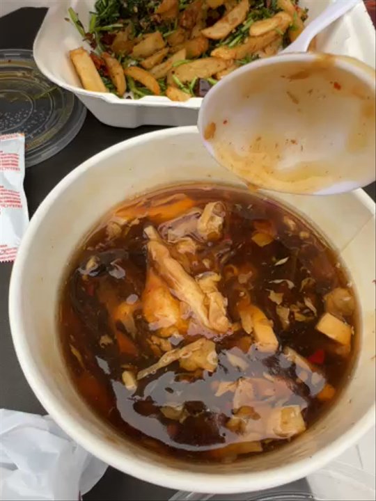 Gu's Dumplings - This hot and sour soup was soooo gelatinous, horrible. Use less corn stretch...no taste and $7.  Disappointed - Szechuan Near Me - Alpharetta, Georgia
