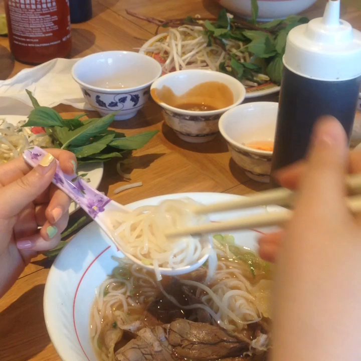 Pho 75 - Bess making her perfect spoon - Vietnamese Near Me - Rockville, Maryland