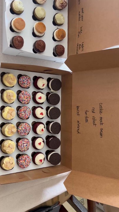 Angelicakes - Cupcake flavors: Burnt Almond, Cookie Meets Cream, Meet Your Matcha, Funfetti, Tiramisu, Red Velvet, Leche Flan, Happy Birthday, and Eggless - Cupcakes Near Me - San Jose, California