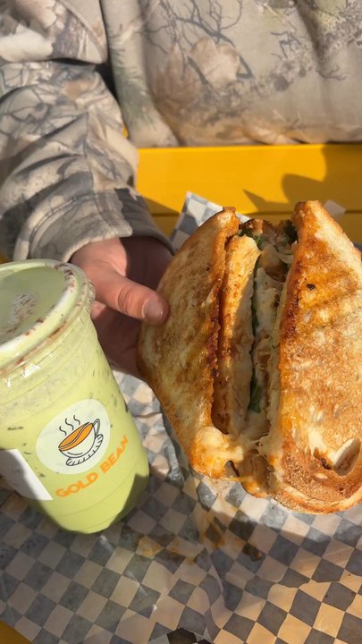 Gold Bean Cafe - matcha and Chipotle Chicken Panini - Cafes Near Me - Berkeley, California