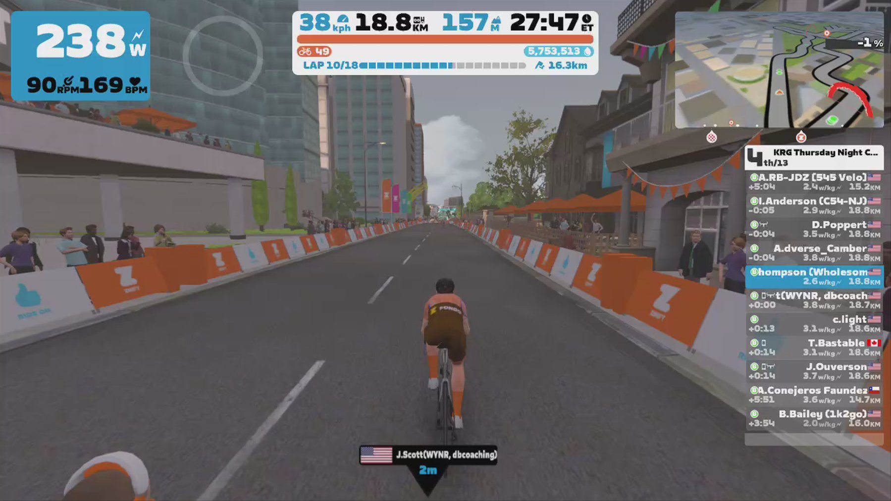 Zwift - Race: KRG Thursday Night Crit  (B) on Downtown Dolphin in Crit City