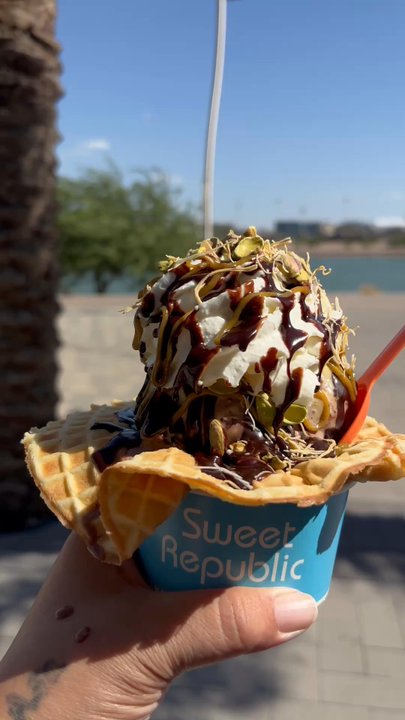 Sweet Republic - Video of the Dubai Waffle Sundae - Ice Cream & Frozen Yogurt Near Me - Tempe, Arizona