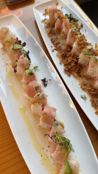 Sushi Tomoki - Yuzu Ponzu Roll and Albacore with Crispy Onion Roll - Sushi Bars Near Me - Los Angeles, California