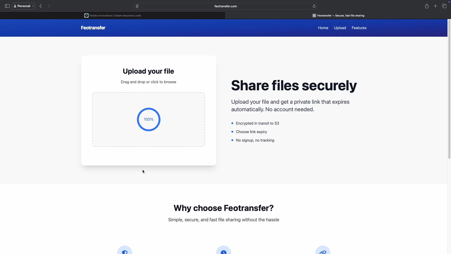 Feotransfer — Secure, fast file sharing image 1
