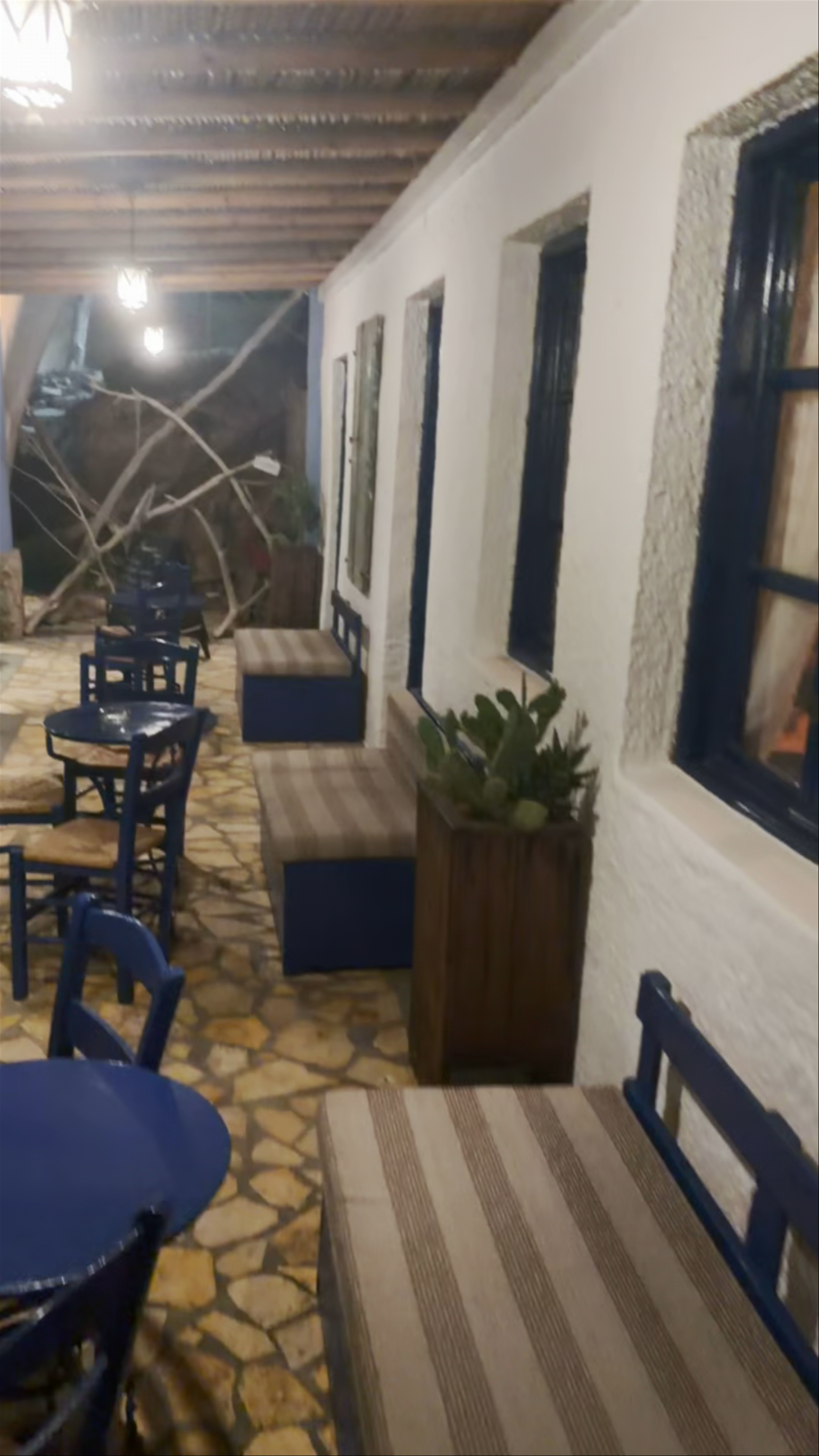 Nighttime Serenity at Nemesis Cafe, Alinda, Greece