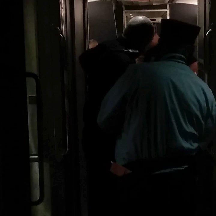 Amtrak - Culpeper, VA - Cops arresting a man for disorderly conduct. - Train Stations Near Me - Culpeper, Virginia