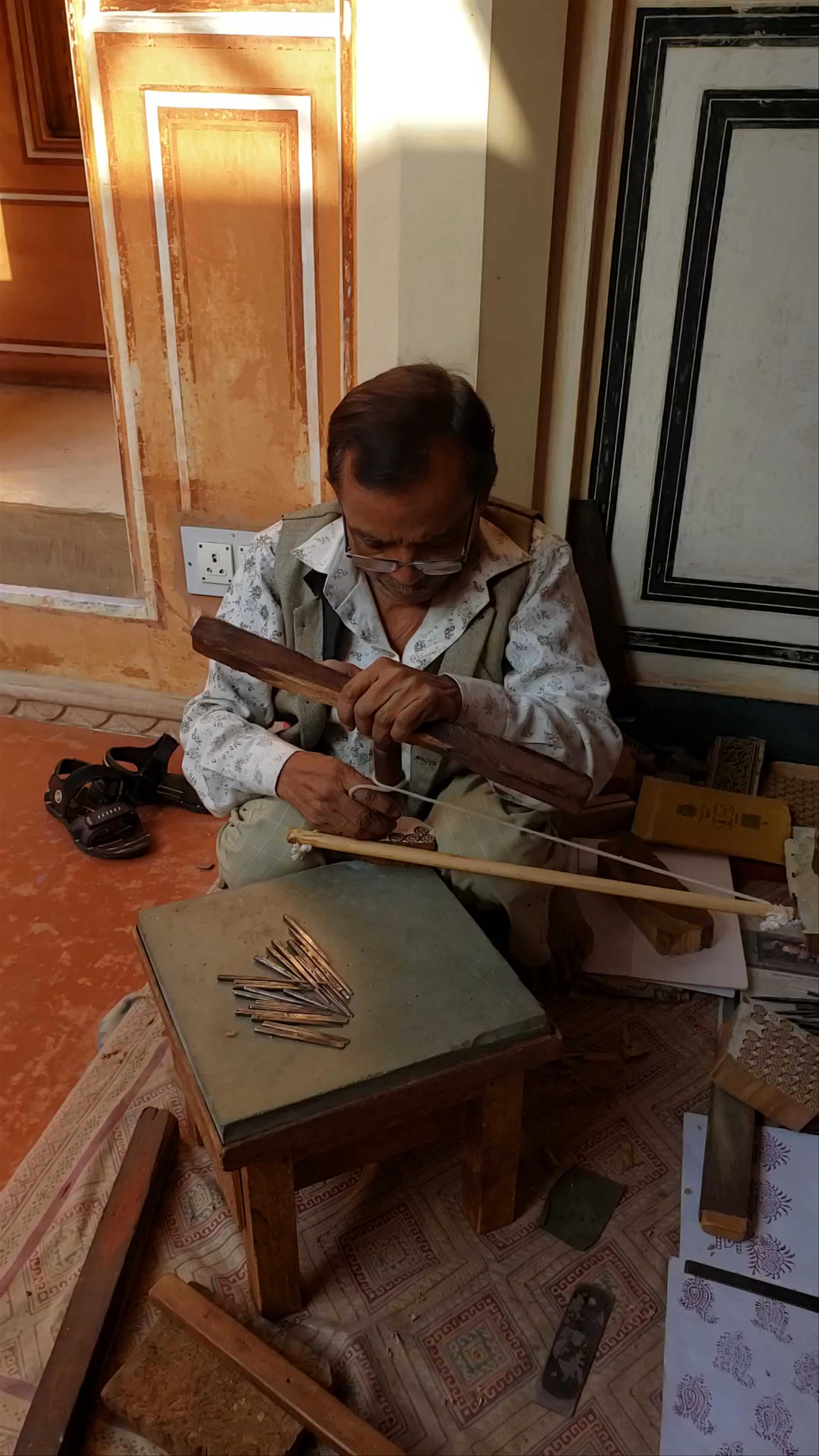 Master Artisan Crafting Traditional Block Prints at Anokhi Museum, Jaipur