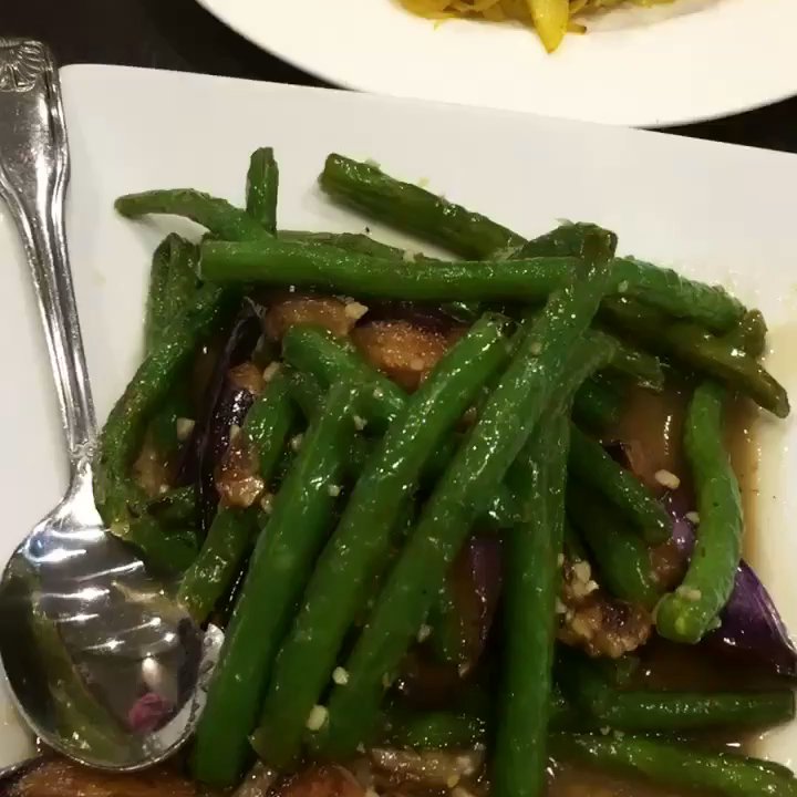 Veggie Garden - Dry Braised String Bean with Eggplant w/ Garlic Sauce, Singapore Style Rice Noodle and Sweet and Sour Vg Pork - Vegan Near Me - Mountain View, California