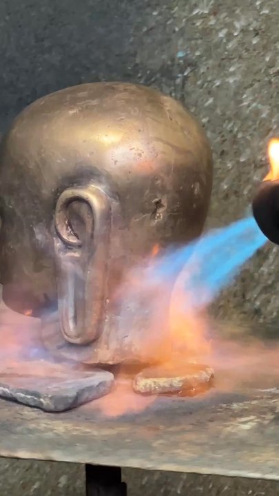 Artworks Foundry - Artworks Foundry, applying patina to my bronze Javanese devotee - Art Galleries Near Me - Berkeley, California
