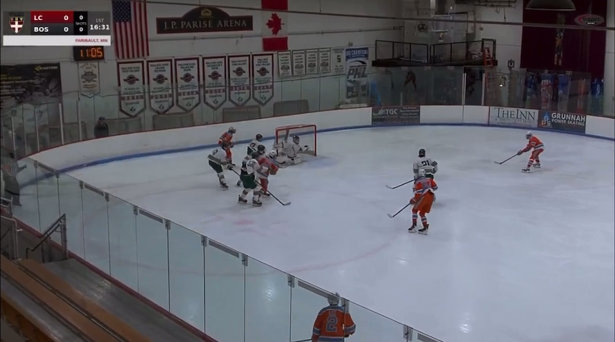 Cross-crease save to prevent goal against Little Caesar’s 14U AAA at Shattuck St. Mary’s Showcase 2026.