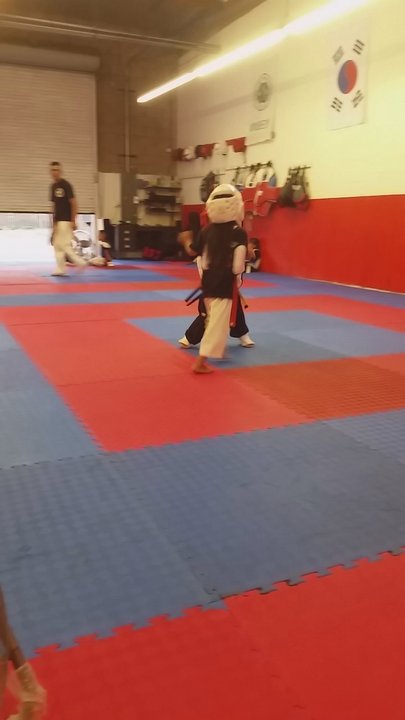Master Hernandez Tae Kwon Do - 4 year old Kevin practicing his kicks - Taekwondo Near Me - Rialto, California