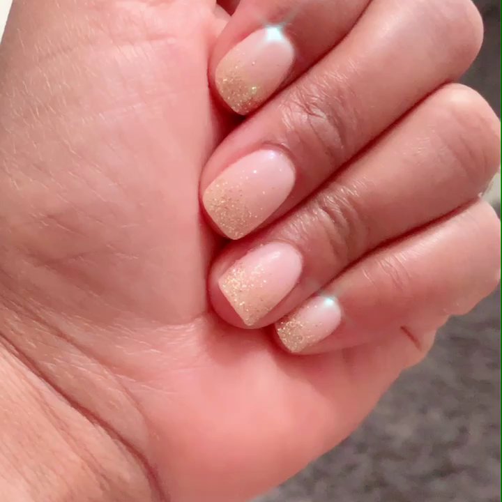 Lavish Nail Bar - Nude pink dip #14 with a gold glitter dip done in ombré - Nail Salons Near Me - Miramar, Florida