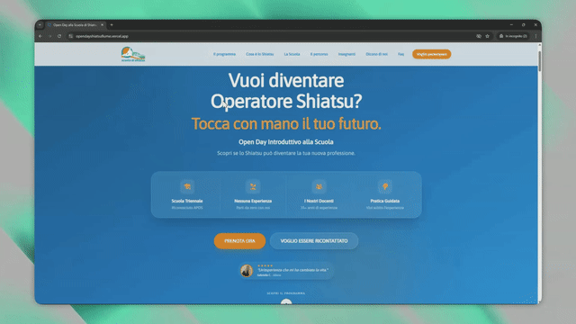 Esperienza navigazione sito opendayshiatsu