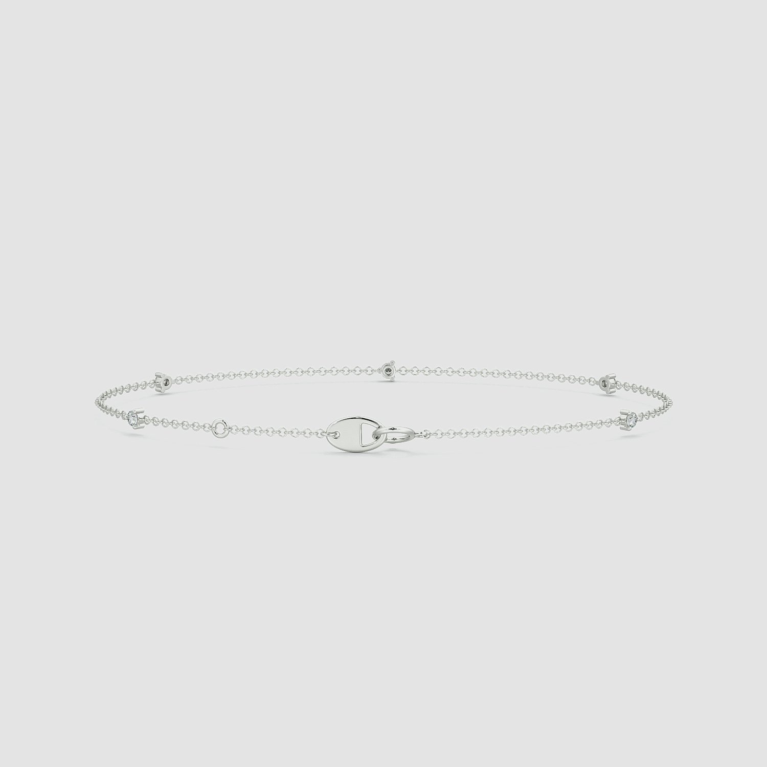 Tiny Station Bracelet | Round Brilliant | 14k | White Gold | chainLength: 7
