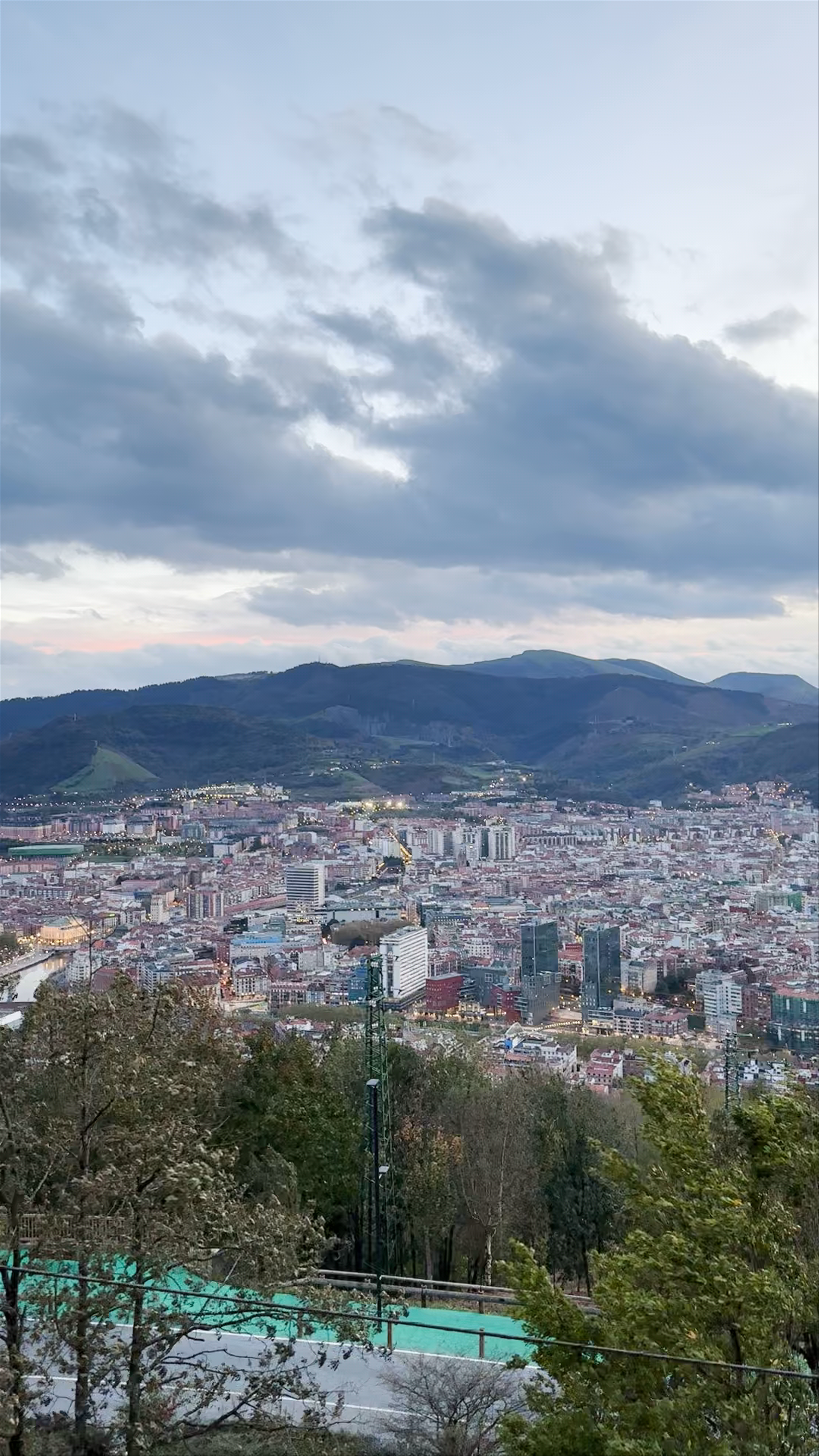 Sunset Panoramic View Over Bilbao from Mirador de Artxanda