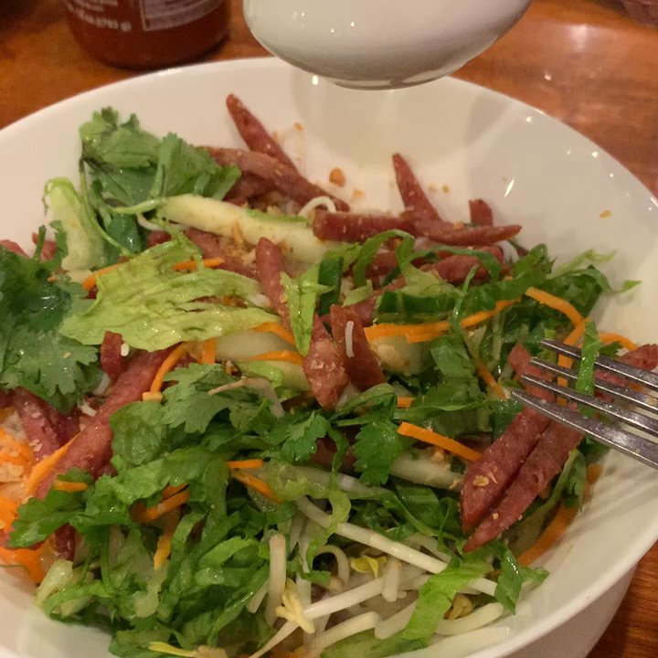 Pho Good - Adding sauce to my Bbq pork vermicelli - Vietnamese Near Me - Shawnee, Kansas