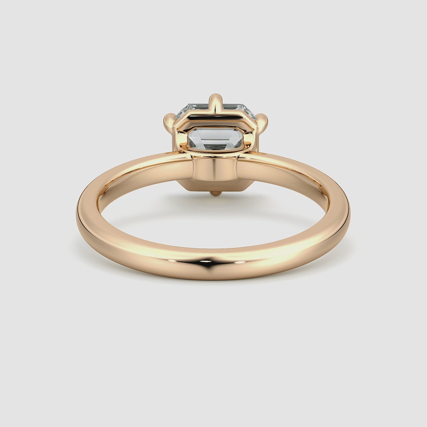 The Signature 6 Prong | Asscher | 14k | Rose Gold | bandAccent: Plain | bandWidth: large | hiddenHalo: no | diamondOrientation: vertical | caratWeight: other