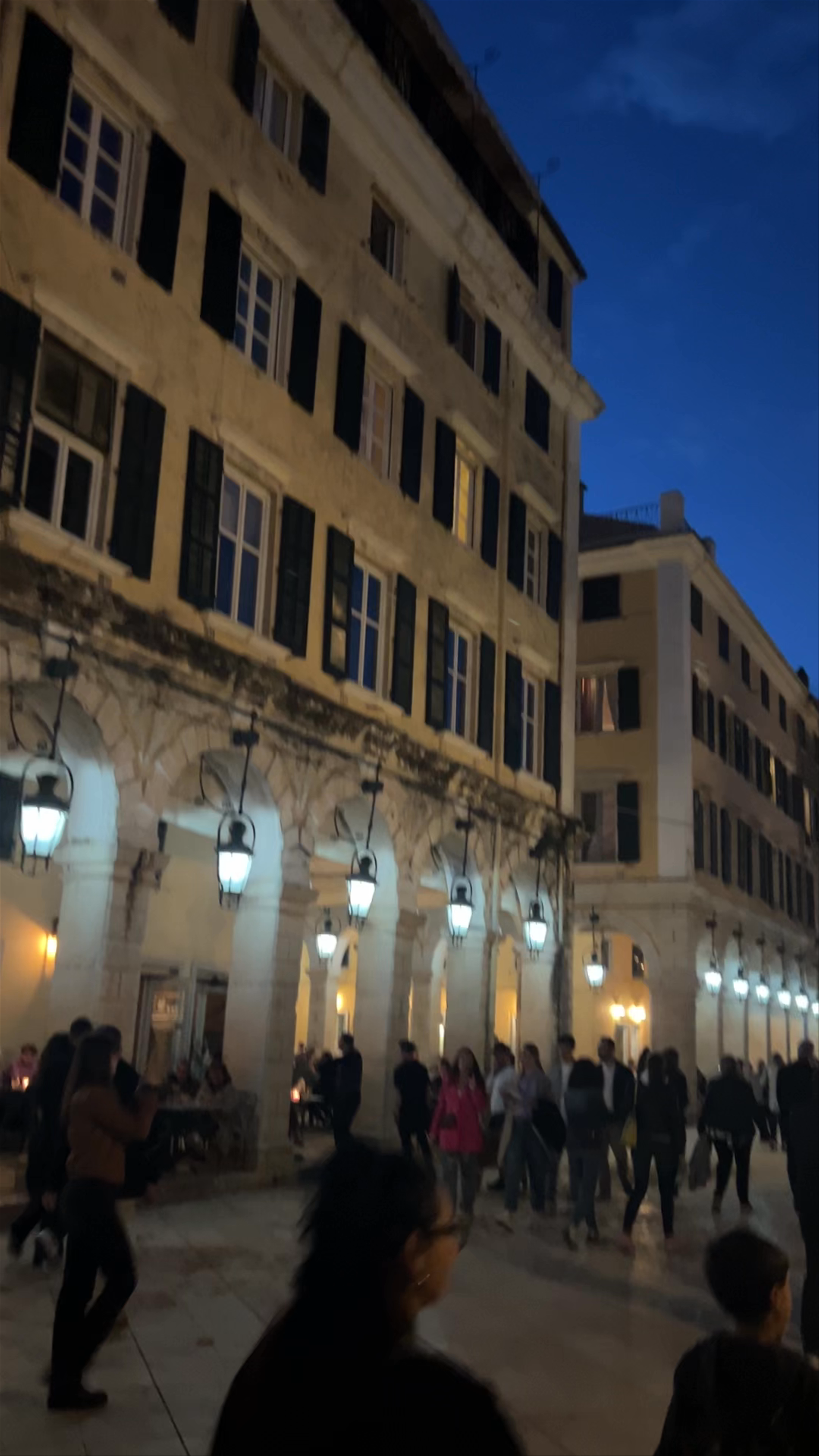 Evening Stroll Through Spianada Square in Corfu Town