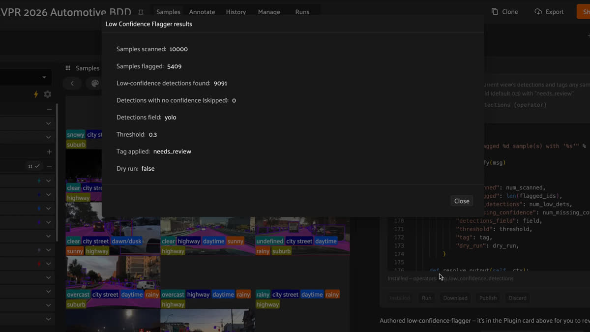 Voxel51 Agent can write code to build custom plugins that extend the product's functionality for your use case.