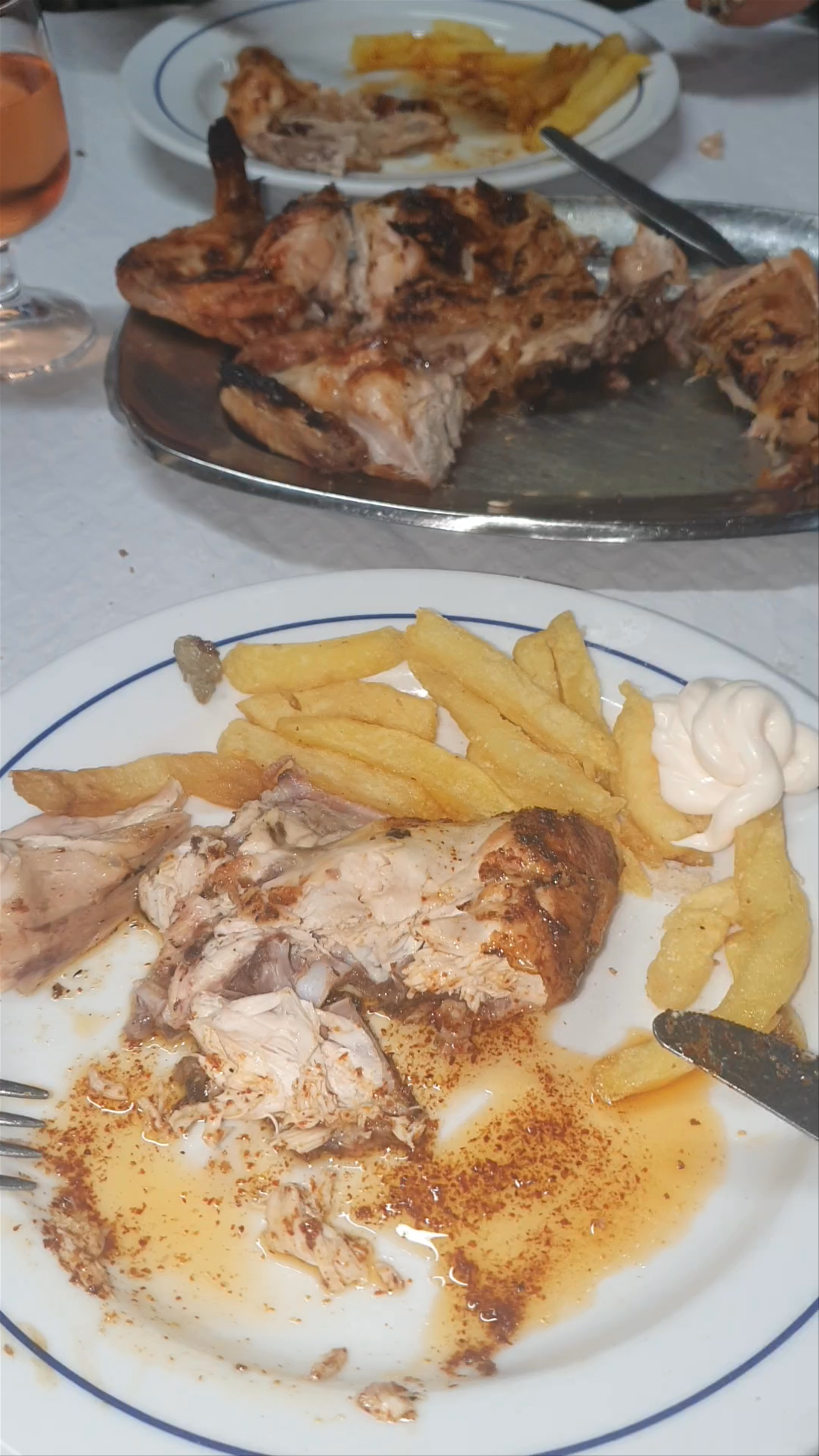 Delicious Chargrilled Chicken and Fries at Marina de Vilamoura, Portugal
