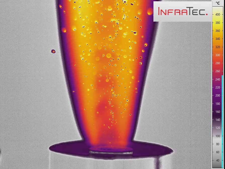 Flame particles without through-flame filter – recorded with ImageIR® 9400