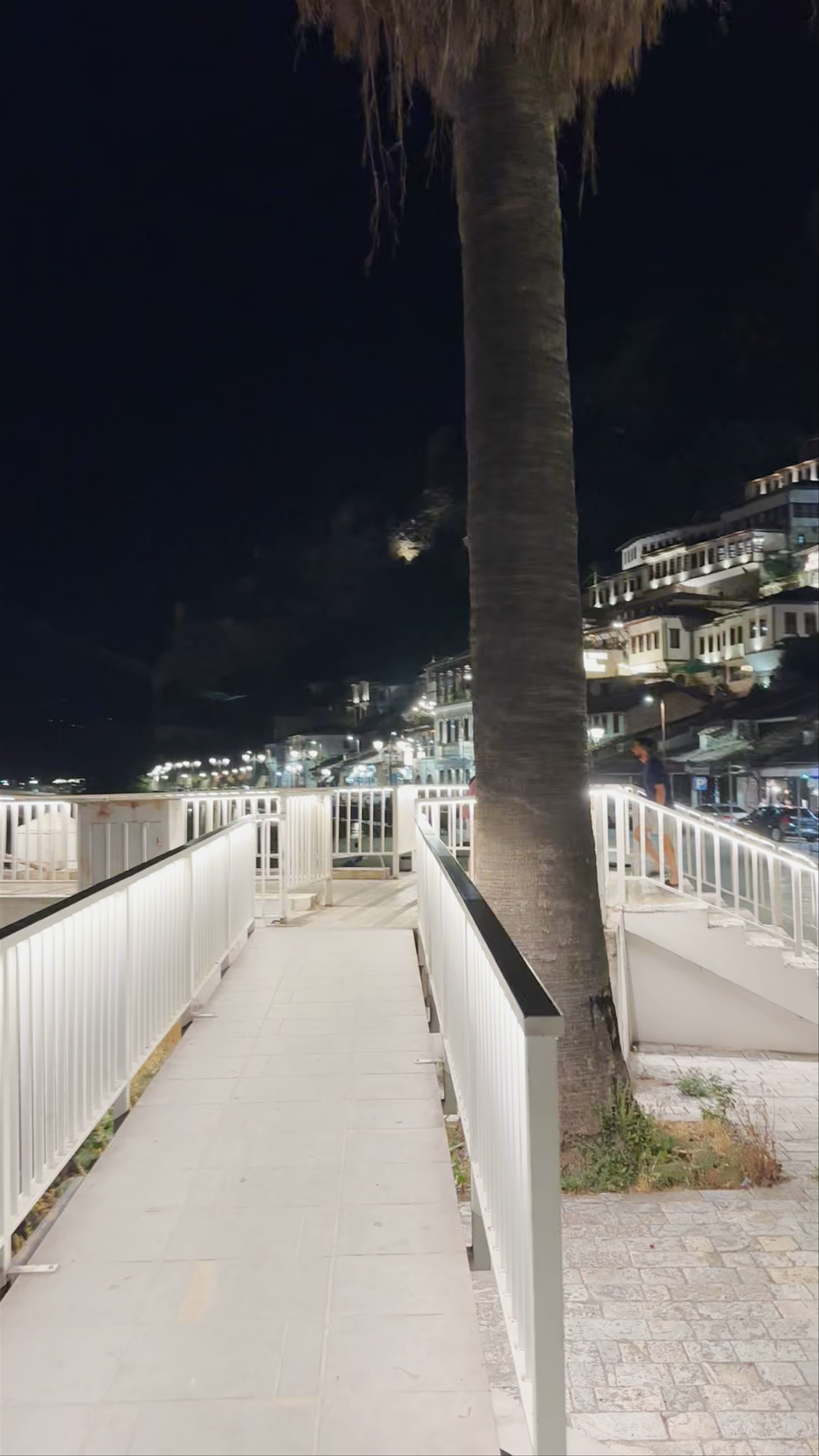 Nighttime Walk on Ura e Varur Bridge, Berat, Albania