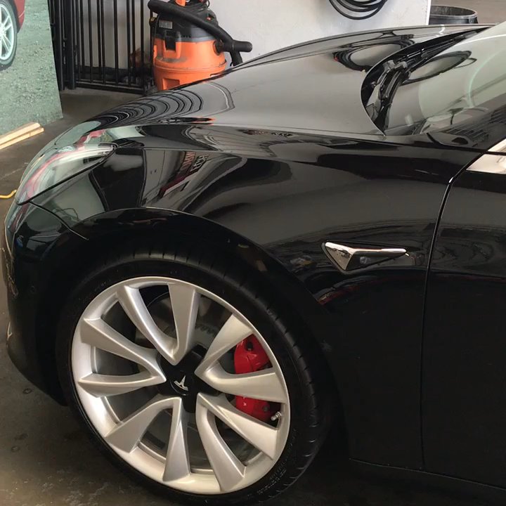 Formula Finish Tech - Tesla Model 3 Performance. Black paint, removed all swirls and scratches, now coated to protect and preserve the glass-like finish. - Auto Detailing Near Me - San Diego, California