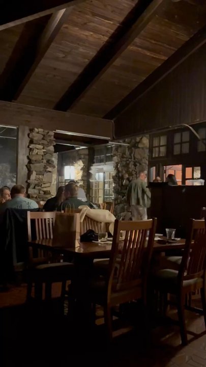Sunset Terrace - Showing the darkness of the restaurant at 8:00pm in early October. - Seafood Near Me - Asheville, North Carolina